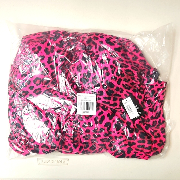 ❤️NWT VINTAGE TORRID SWIM TANKINI TOP RETRO STYLE CAP SLEEVE RUCHED PINK LEOPARD - Picture 5 of 14